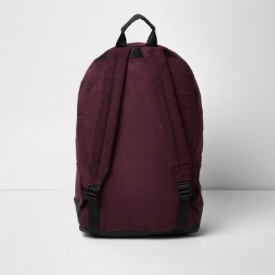 Red faux suede backpack